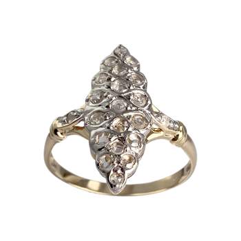 Bague d'occasion or 2 tons 750 marquise diamants