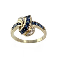 Bague d'occasion or 585 jaune saphir diamant