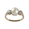 Bague d'occasion or 750 jaune perle de culture diamant - vue V1