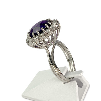 Bague d'occasion or 585 blanc amethyste diamant