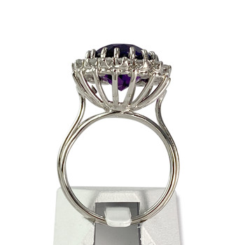 Bague d'occasion or 585 blanc amethyste diamant