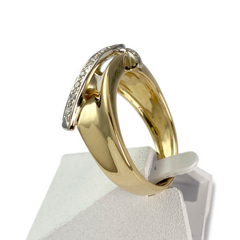 Tweedehands gouden 750 gele diamanten ring