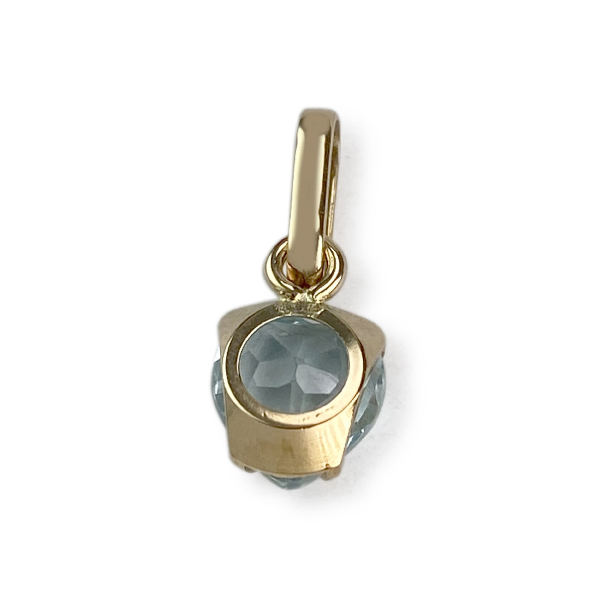 Pendentif coeur d'occasion or 750 jaune topaze sky blue - vue 2
