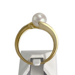 Bague d'occasion or 750 jaune perle de culture diamants - vue 3