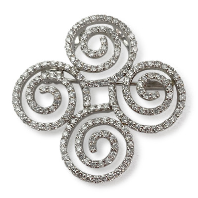 Broche d'occasion or 750 blanc diamants