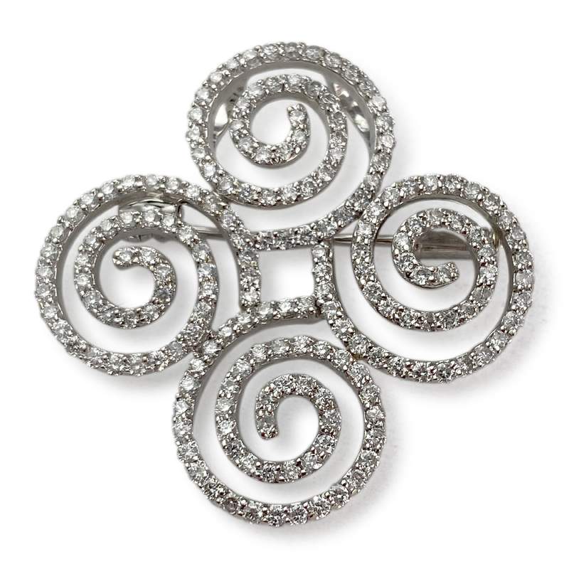 Broche d'occasion or 750 blanc diamants - vue 1
