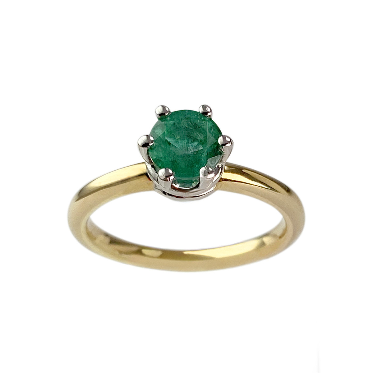 Solitaire d'occasion or 585 bicolore émeraude