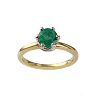 Tweekleurige solitaire ring van 585 goud met smaragd