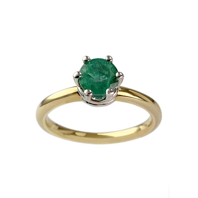 Solitaire d'occasion or 585 bicolore émeraude