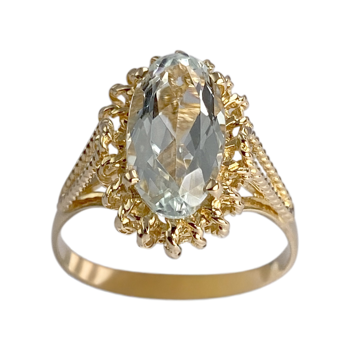 Bague d'occasion or 750 jaune aigue marine