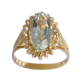 Second hand gold 750 yellow aquamarine ring