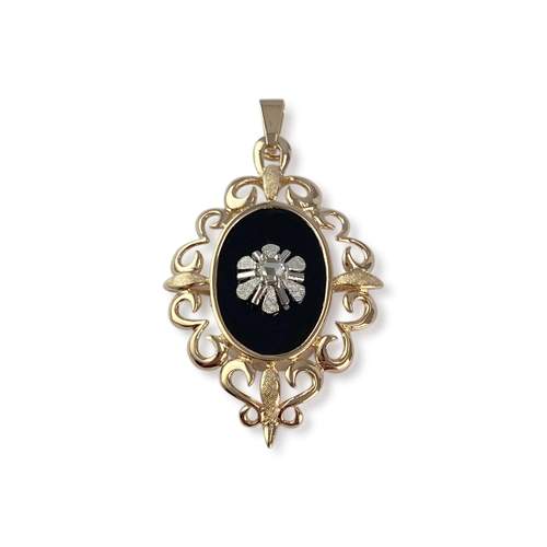 Pendentif d'occasion or 750 jaune diamant onyx
