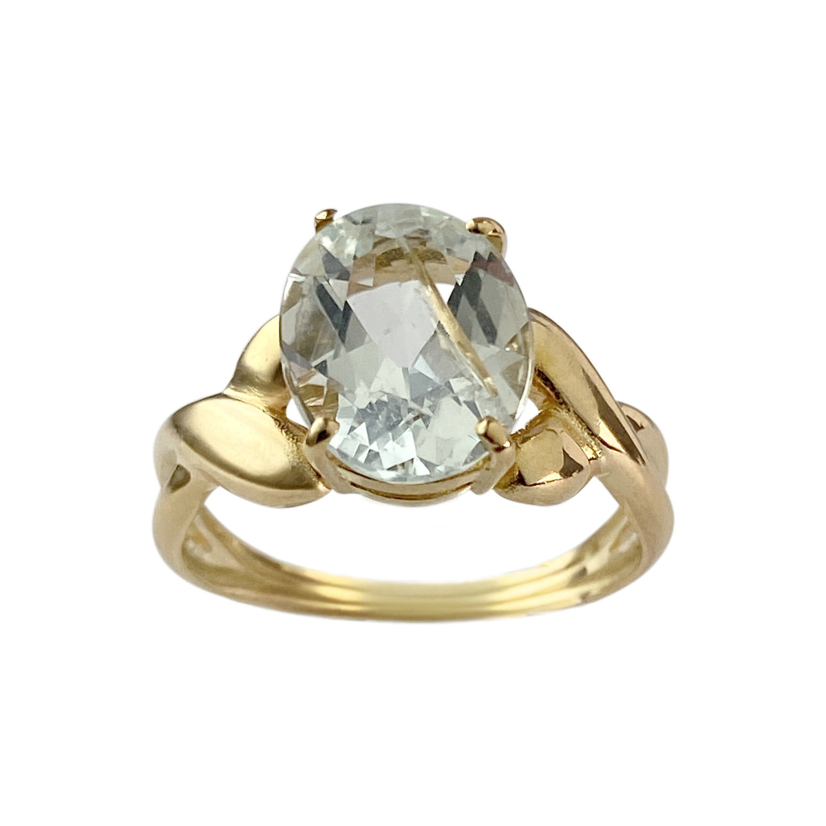 Tweedehands gouden 750 gele aquamarijn ring