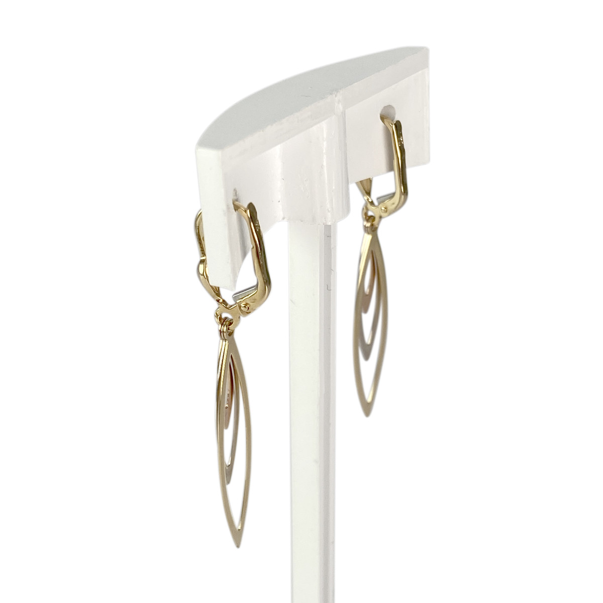 Tweedehands oorbellen van 750 goud in drie kleuren - afbeelding 2