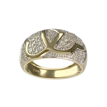 Tweekleurige ring van 750 goud met diamanten, tweedehands