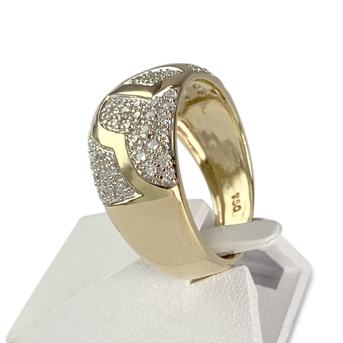 Tweekleurige tweedehands ring van 750 goud met diamanten - afbeelding 2