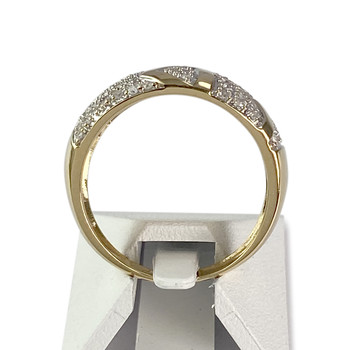 Tweekleurige ring van 750 goud met diamanten, tweedehands