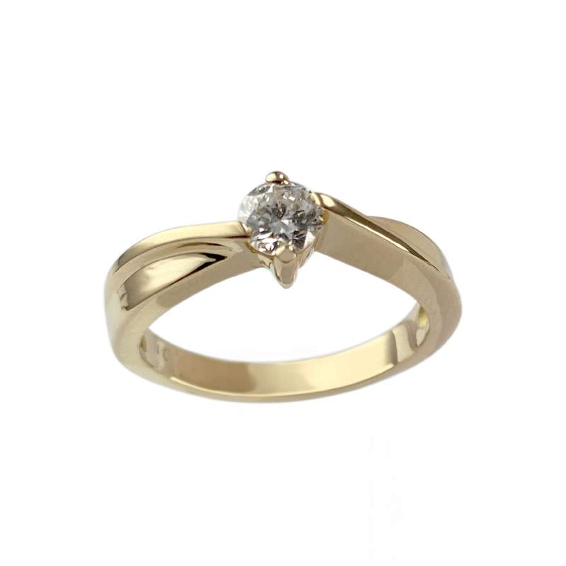 Solitaire d'occasion or 750 jaune diamant - vue 1