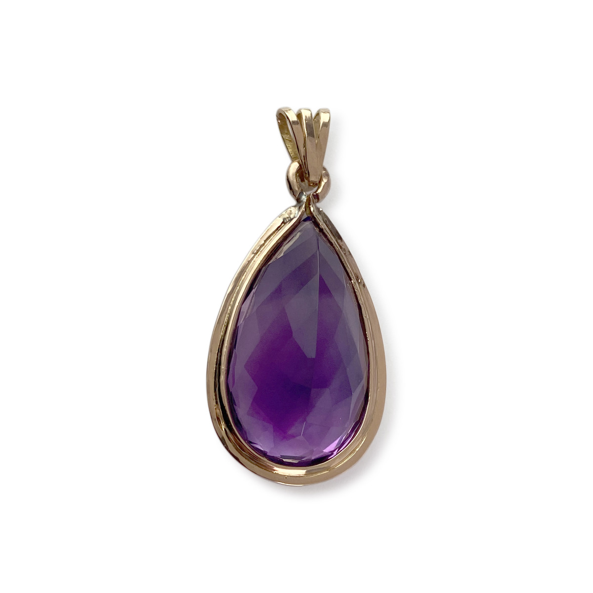 Pre-owned 750 yellow gold amethyst pendant - view 2