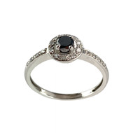 Bague d'occasion or 750 blanc diamant noir et blanc