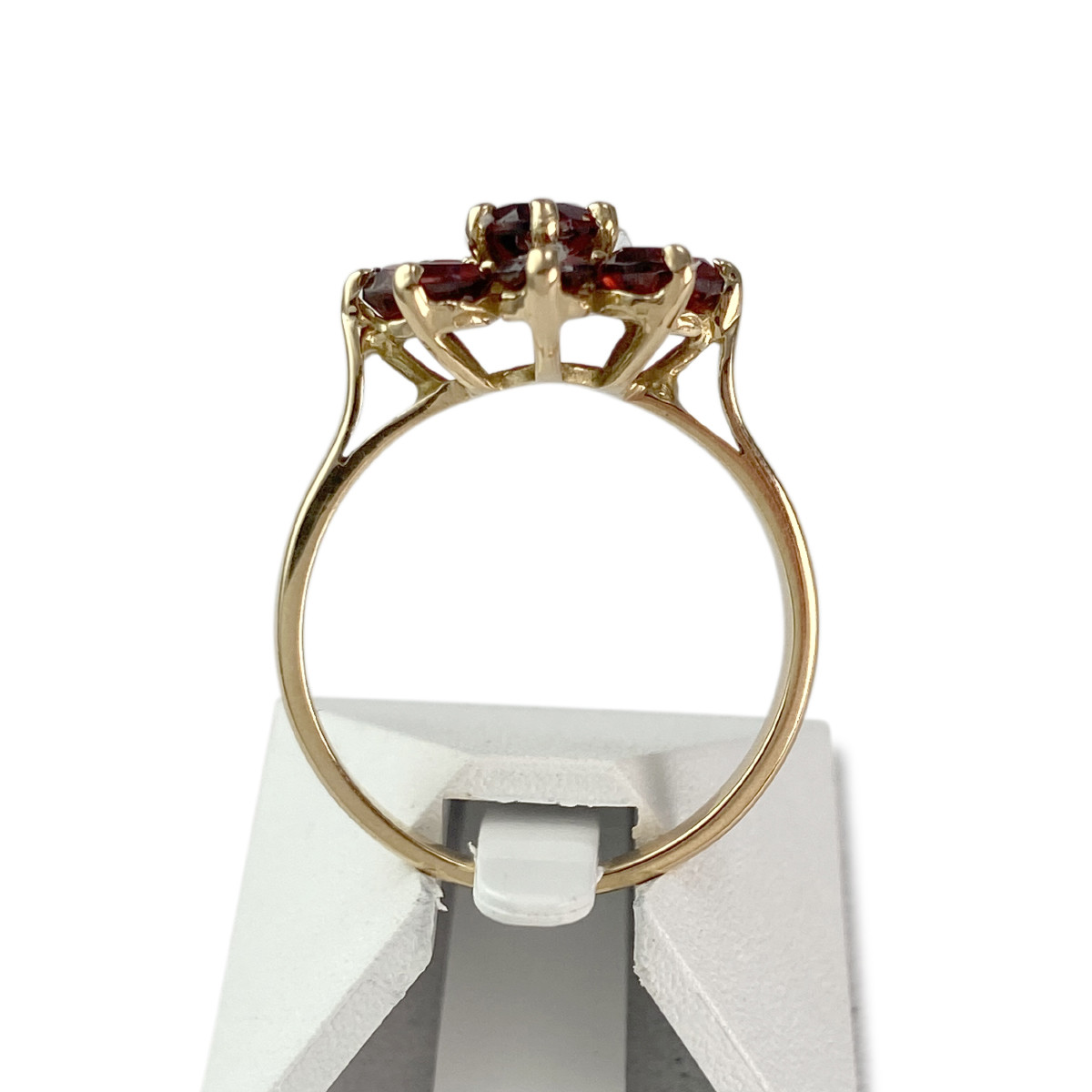Bague d'occasion or 750 jaune fleur grenats - vue 3