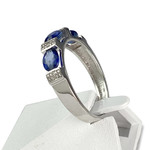 Tweedehands gouden 750 witte diamanten saffier ring - bekijk 2