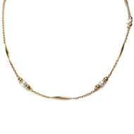 Collier d'occasion or 750 jaune maille fantaisie perles de culture