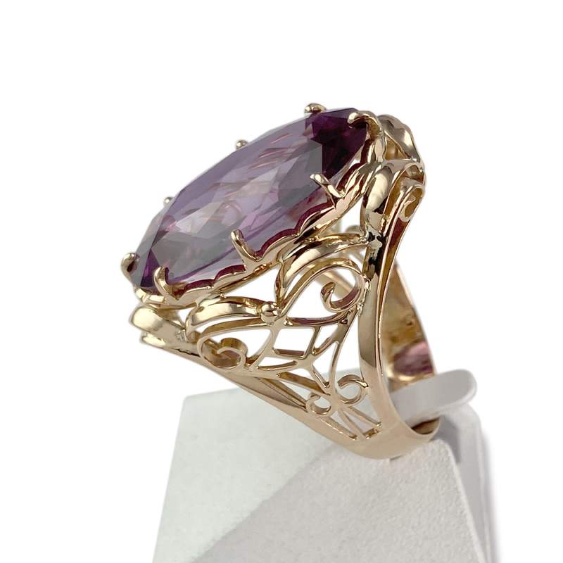 Bague d'occasion or 750 jaune pierre synthetique - vue 2