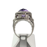 Bague d'occasion or 750 blanc amethyste diamant diamant noir - vue 3