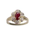 Bague d'occasion or 750 2 tons rubis diamant - vue 1
