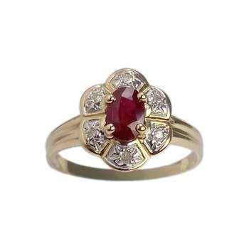 Bague d'occasion or 750 2 tons rubis diamant