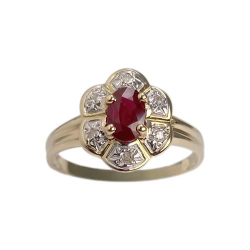 Bague d'occasion or 750 2 tons rubis diamant