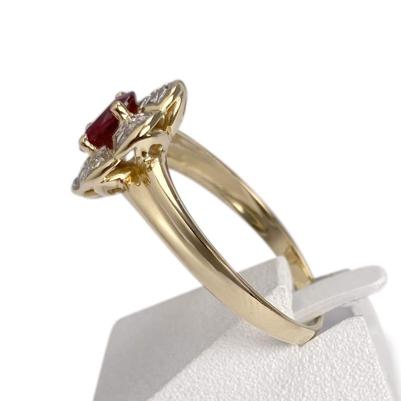 Bague d'occasion or 750 2 tons rubis diamant - vue 2