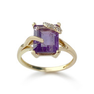 Bague d'occasion or 750 jaune amethyste diamant