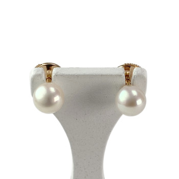 Precious metal earrings 750 gold yellow cultured pearl