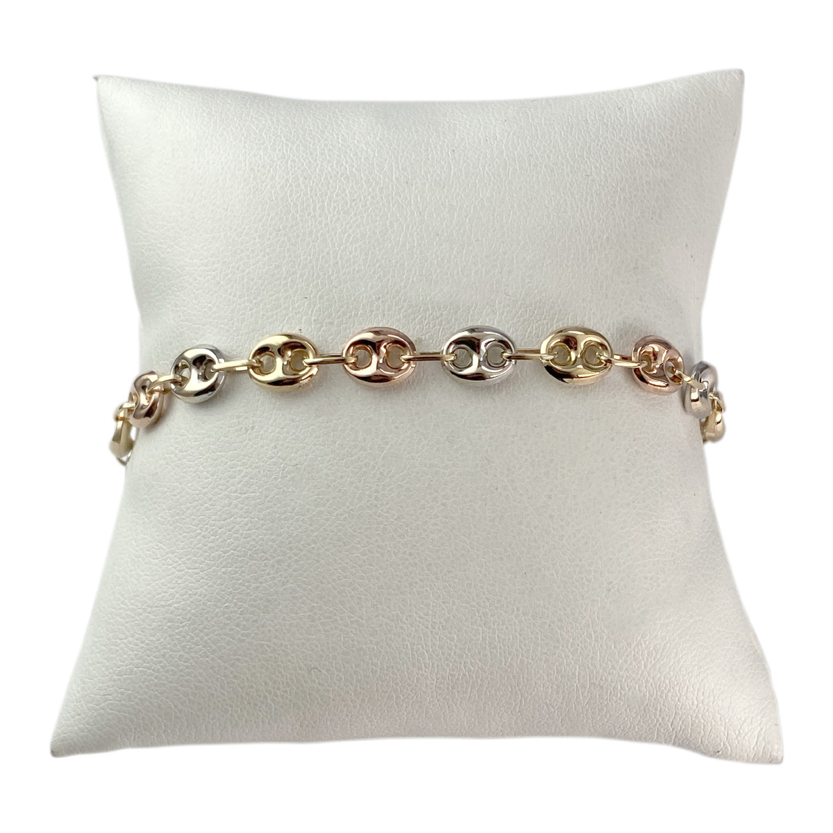 Bracelet d'occasion or 375 multicolore maille grain de café