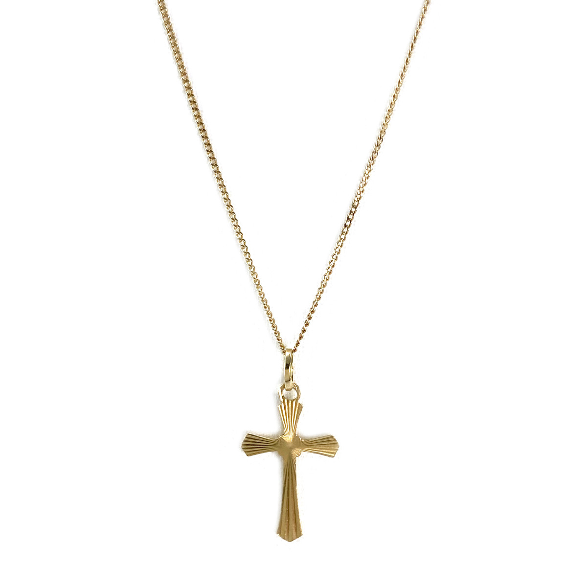 Collier avec Croix d'occasion or 750 jaune maille forcat