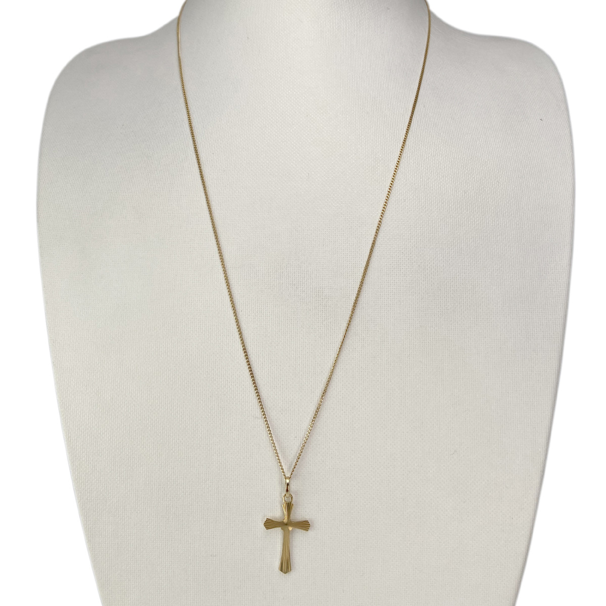 Collier avec Croix d'occasion or 750 jaune maille forcat - vue 2