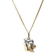 Collier d'occasion 2 ors 750 coeur ange maille forcat