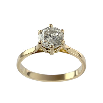 Solitaire d'occasion or 750 jaune diamant - vue 1
