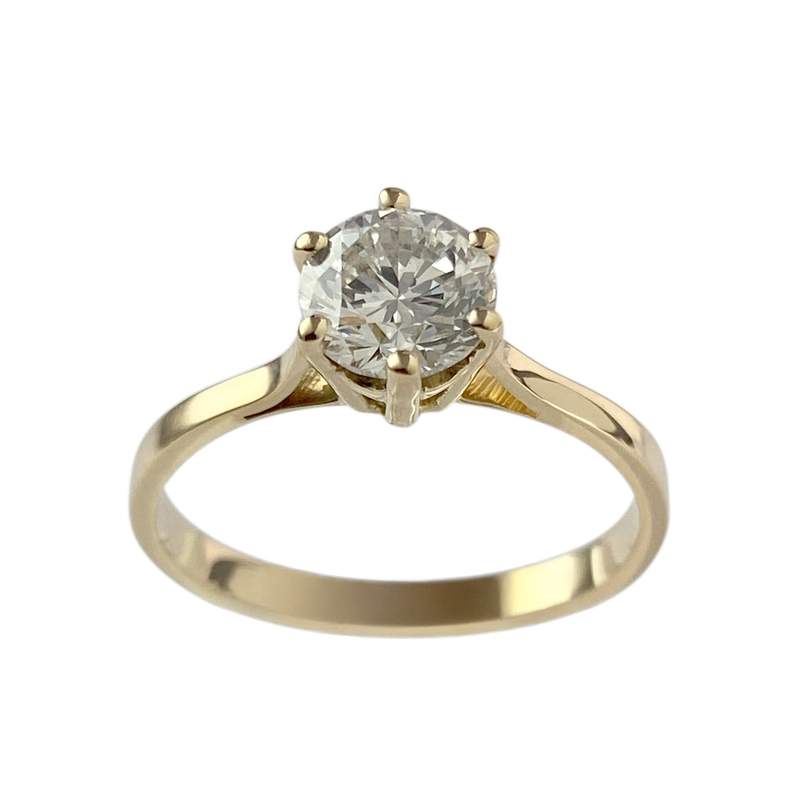 Solitaire d'occasion or 750 jaune diamant - vue 1