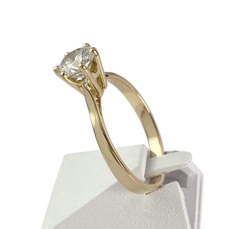 Solitaire d'occasion or 750 jaune diamant - vue 2