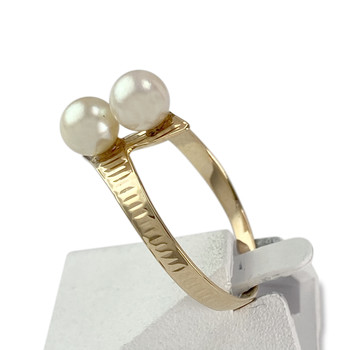 Second-hand gold ring 750 yellow cultured pearl