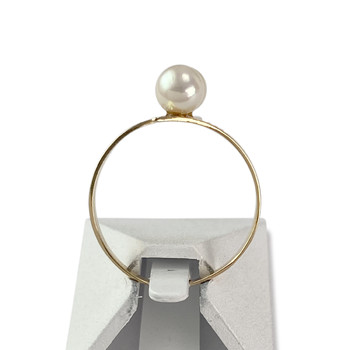 Second-hand gold ring 750 yellow cultured pearl