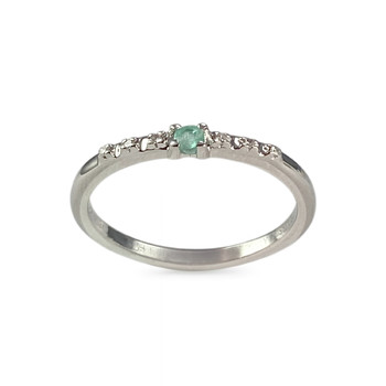 Bague d'occasion or 750 blanc émeraude diamants