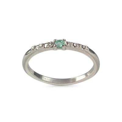 Bague d'occasion or 750 blanc émeraude diamants - vue 1