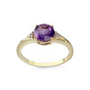 Bague d'occasion or 750 jaune améthyste diamants - vue V1
