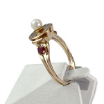 Bague d'occasion or 750 jaune perle de culture pierre synthetique - vue 2