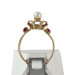 Bague d'occasion or 750 jaune perle de culture pierre synthetique - vue 3