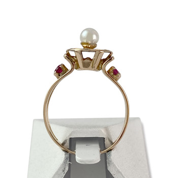 Bague d'occasion or 750 jaune perle de culture pierre synthetique